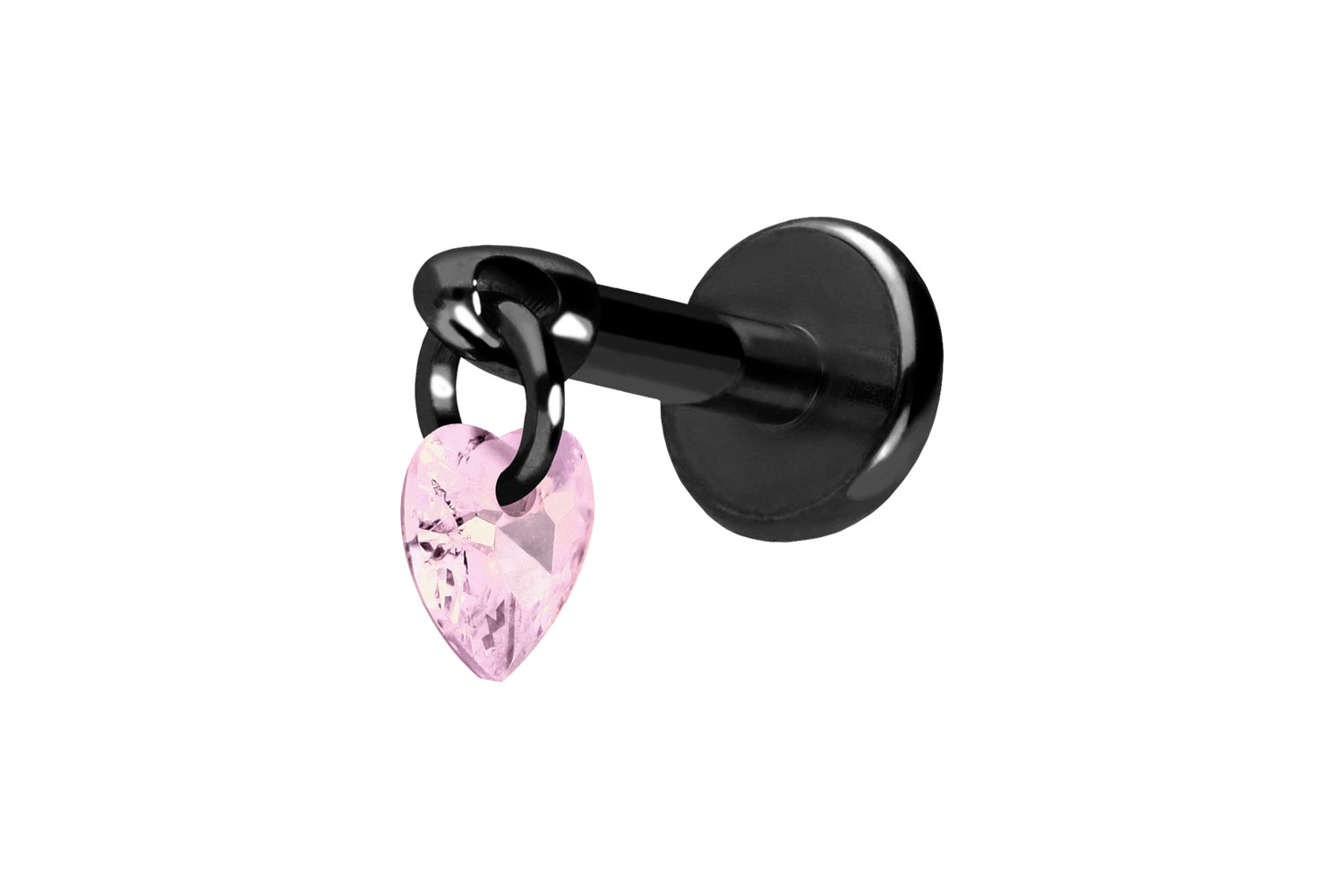 Titan Labret Piercing mit Push Fit KRISTALLHERZ